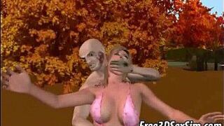 Sexy 3D cartoon hottie getting fucked outdoors porn video